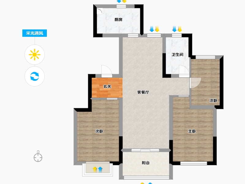 江苏省-南通市-南通恒大林溪郡-84.00-户型库-采光通风