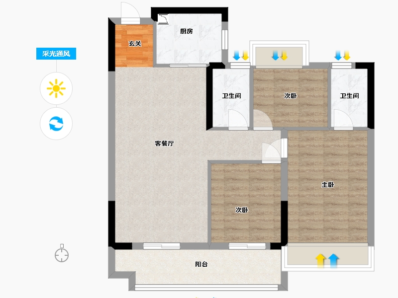 江苏省-南通市-碧桂园・桃李江山-80.00-户型库-采光通风