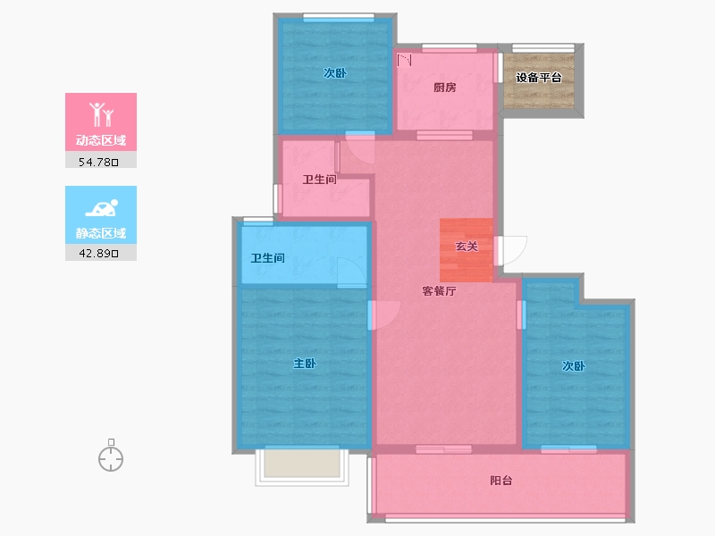 江苏省-南通市-仁恒公园世纪-89.60-户型库-动静分区