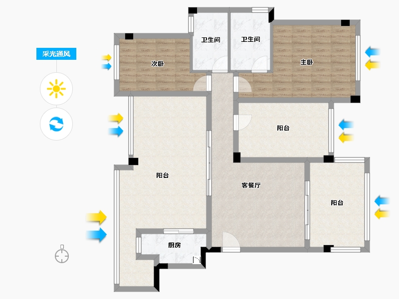 广东省-江门市-雍翠峰-124.68-户型库-采光通风