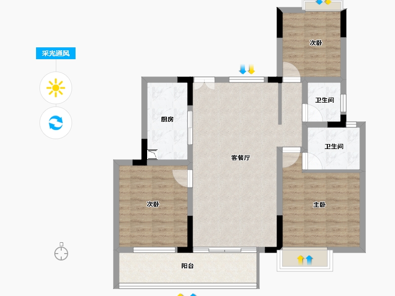 江西省-赣州市-银宸・半山墅-85.33-户型库-采光通风