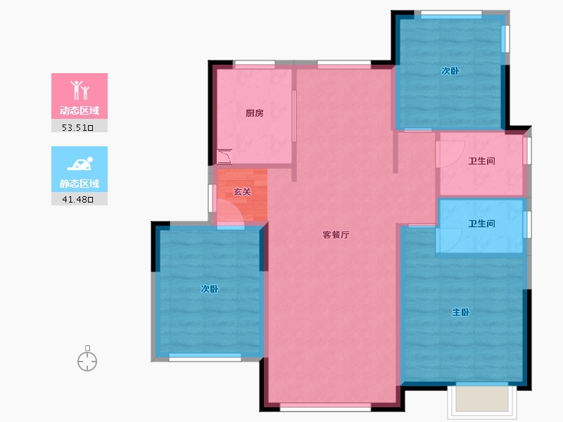 辽宁省-大连市-中海公园上城-85.53-户型库-动静分区