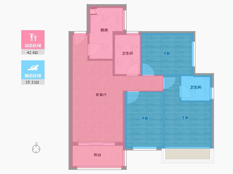 福建省-漳州市-中骏四季阳光-69.49-户型库-动静分区