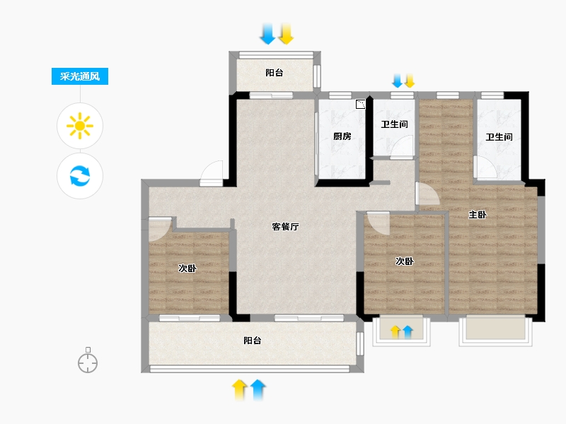 四川省-成都市-置信丽都府-100.27-户型库-采光通风