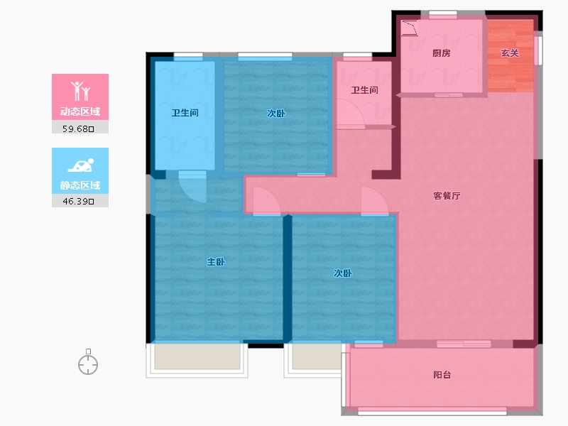 江苏省-南通市-中南・湖光映月-94.40-户型库-动静分区