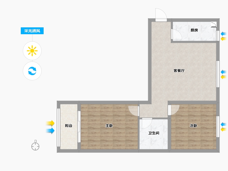 山东省-济南市-汇源华庭-69.99-户型库-采光通风