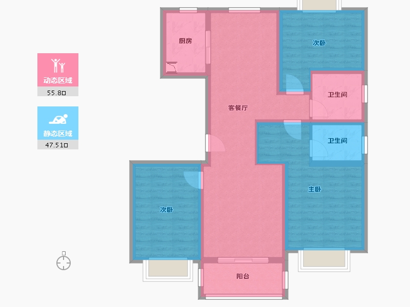 江苏省-南通市-东湖华庭-91.34-户型库-动静分区