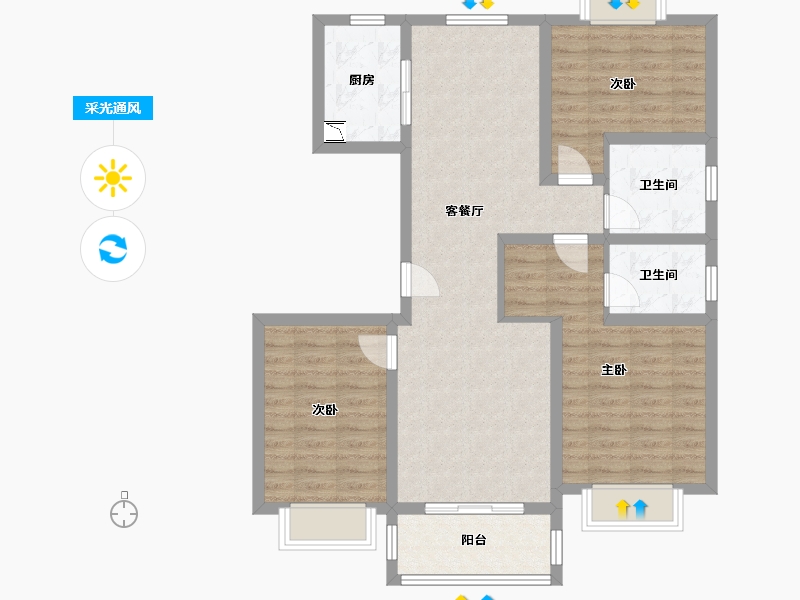 江苏省-南通市-东湖华庭-91.34-户型库-采光通风