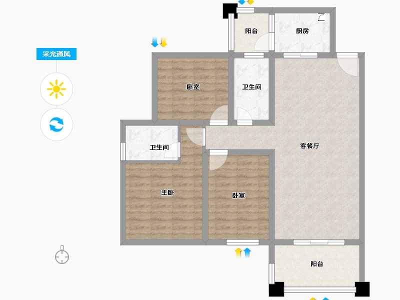 海南省-儋州市-建业・君邻大院-89.36-户型库-采光通风