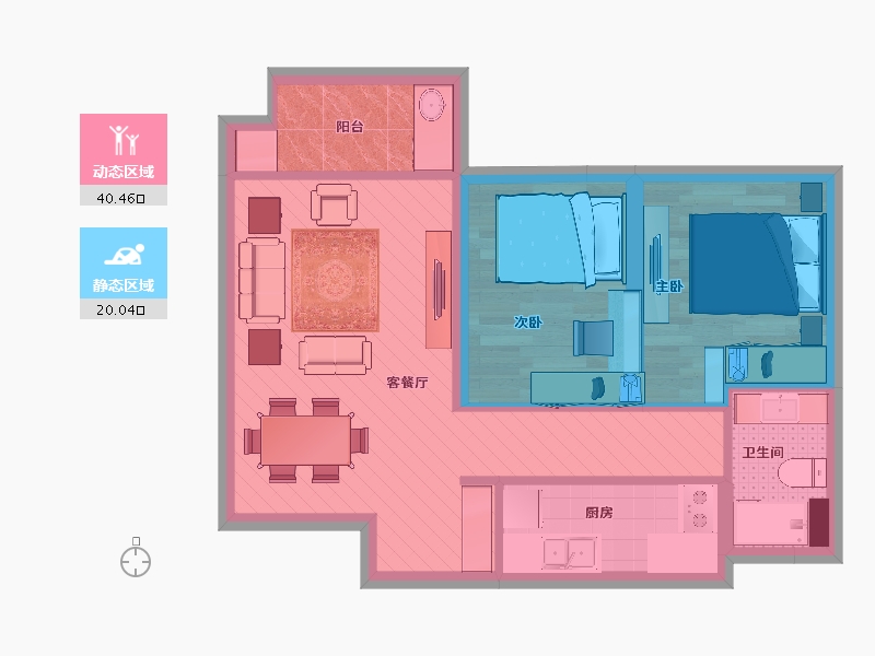 江苏省-无锡市-玫瑰香堤-52.96-户型库-动静分区