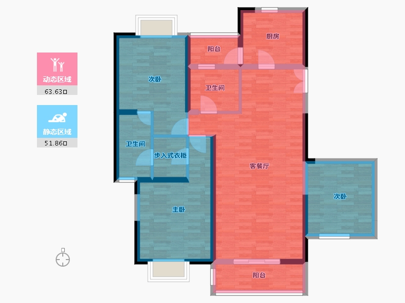 陕西省-咸阳市-日月新城-102.94-户型库-动静分区