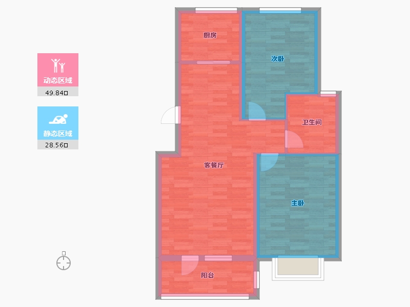 辽宁省-沈阳市-步阳江南壹号-70.13-户型库-动静分区