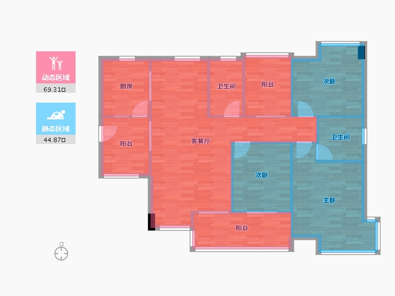 重庆-重庆市-杏林雅苑-104.38-户型库-动静分区