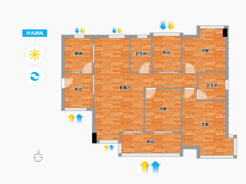 重庆-重庆市-杏林雅苑-104.38-户型库-采光通风