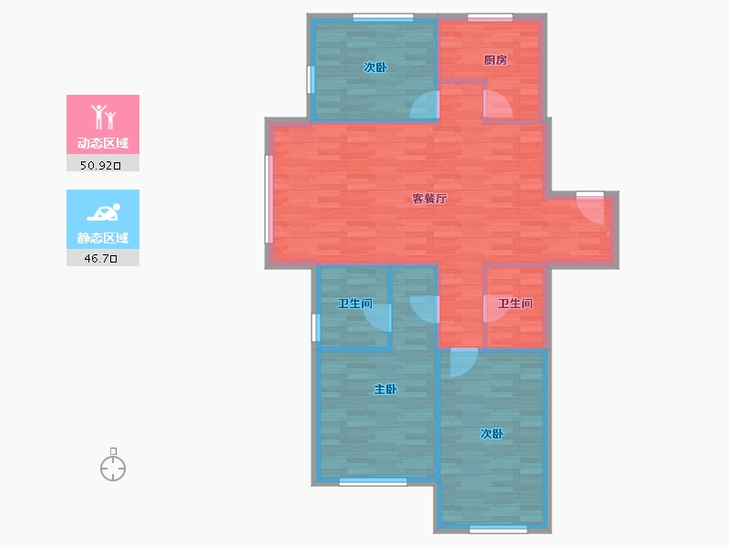 辽宁省-沈阳市-泰莱枫尚-89.06-户型库-动静分区