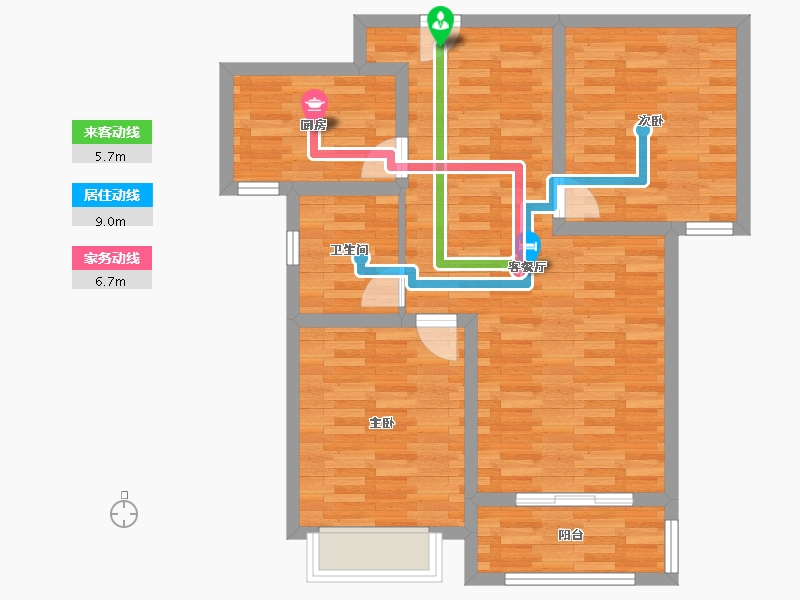 河南省-洛阳市-滨河御景苑-75.41-户型库-动静线