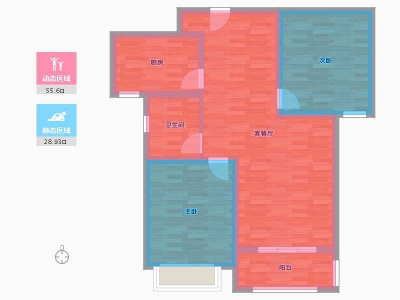 河南省-洛阳市-滨河御景苑-75.41-户型库-动静分区