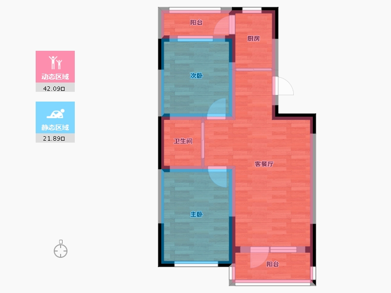 辽宁省-沈阳市-阳光幸福里-55.87-户型库-动静分区