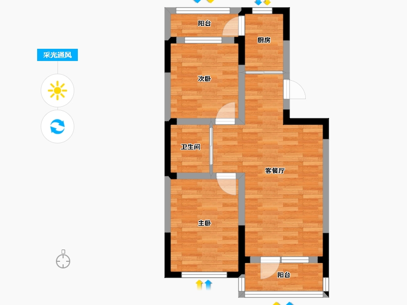 辽宁省-沈阳市-阳光幸福里-55.87-户型库-采光通风