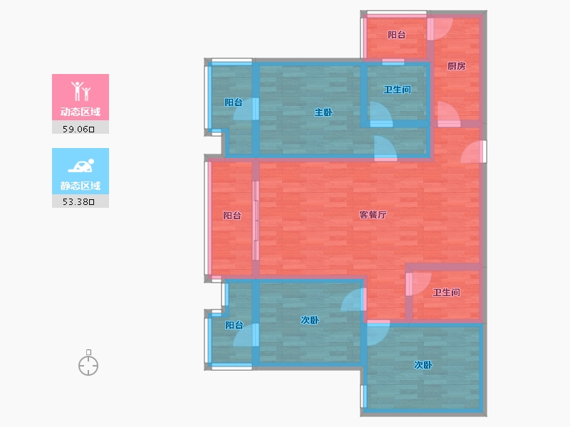 山西省-晋中市-馨雅清园-98.36-户型库-动静分区