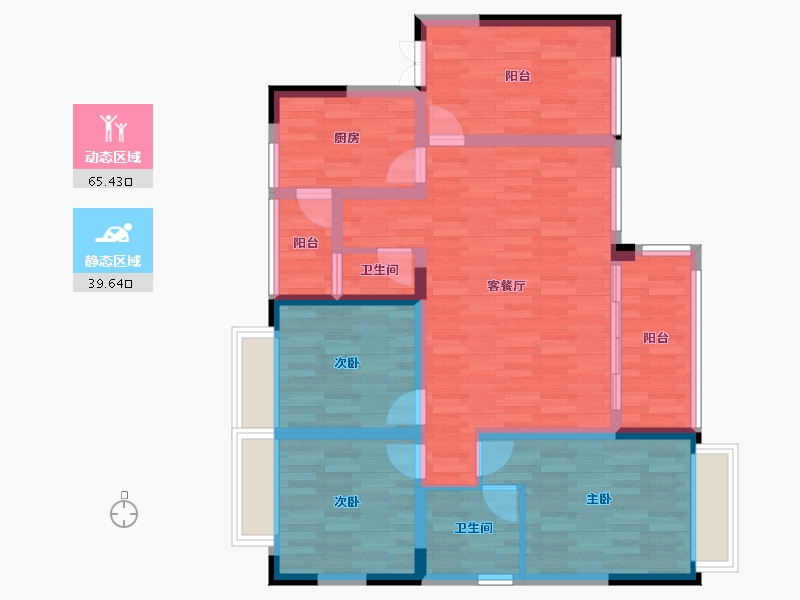 四川省-绵阳市-宏泰水岸花都-93.14-户型库-动静分区