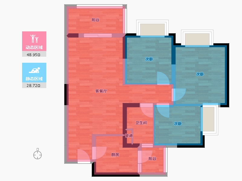 四川省-成都市-同森锦逸-68.41-户型库-动静分区