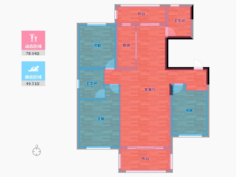 辽宁省-盘锦市-泰郡三期-114.98-户型库-动静分区