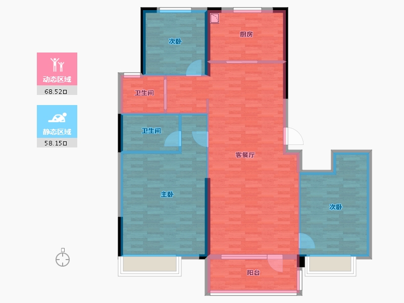 山东省-济南市-碧桂园公园上城-115.28-户型库-动静分区