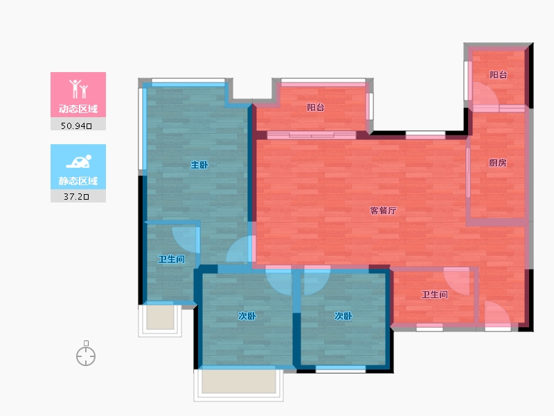 四川省-南充市-铁投锦华府-78.02-户型库-动静分区