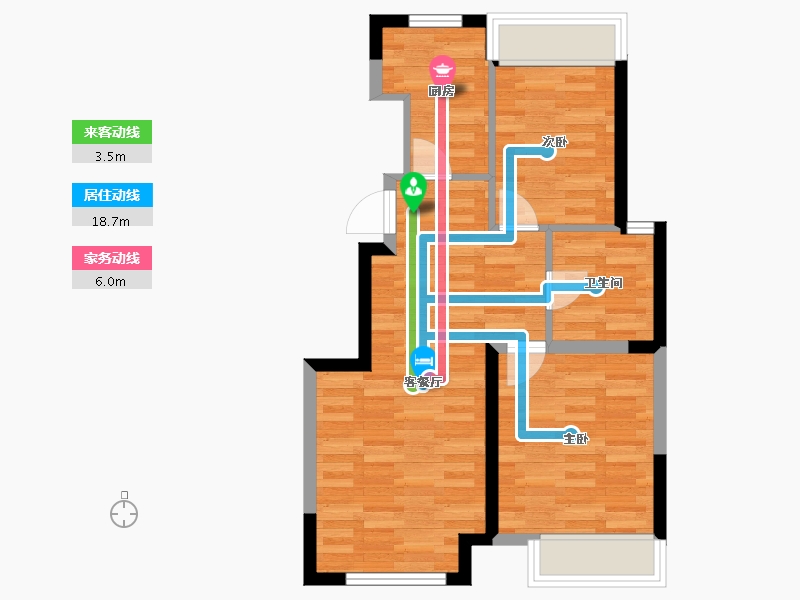 辽宁省-大连市-绿地・香树花城-54.86-户型库-动静线