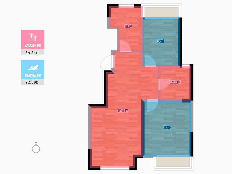 辽宁省-大连市-绿地・香树花城-54.86-户型库-动静分区