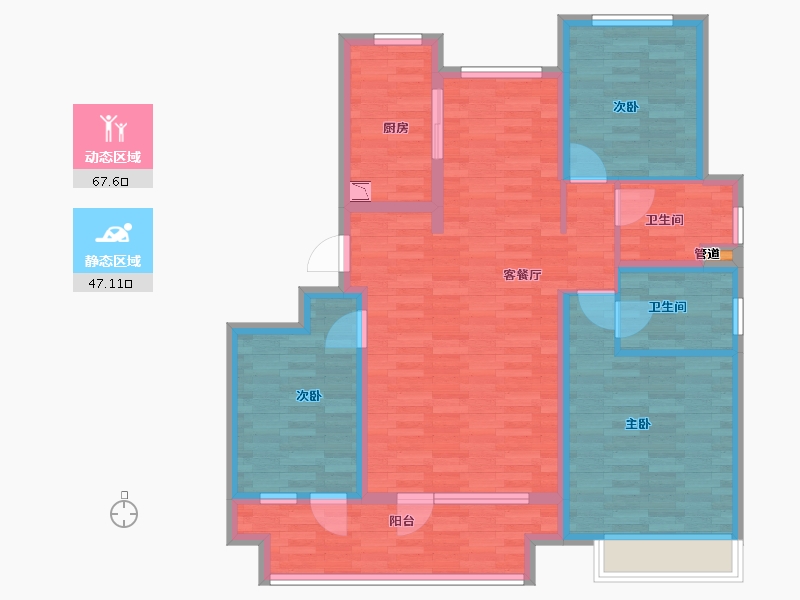 山东省-青岛市-海尔产城创·白云山花园-102.40-户型库-动静分区