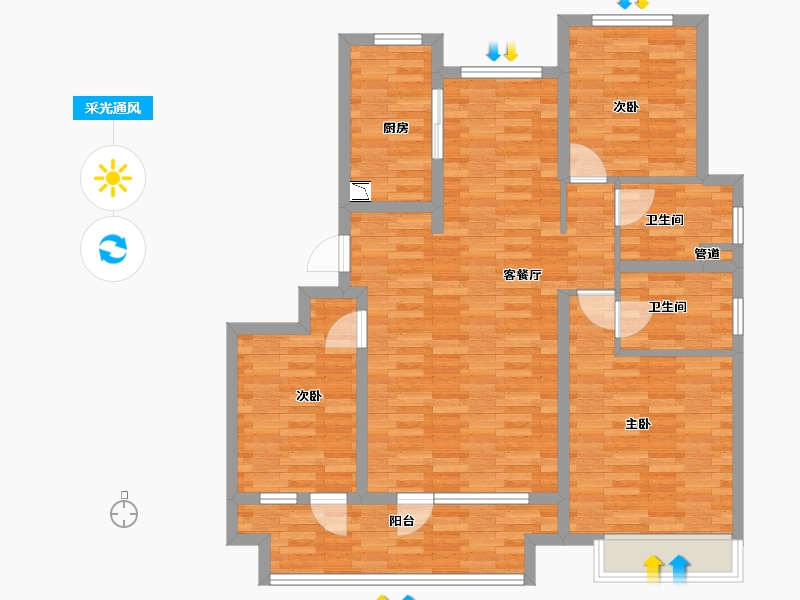 山东省-青岛市-海尔产城创·白云山花园-102.40-户型库-采光通风