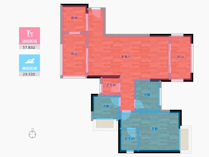 重庆-重庆市-印象西湖-77.13-户型库-动静分区