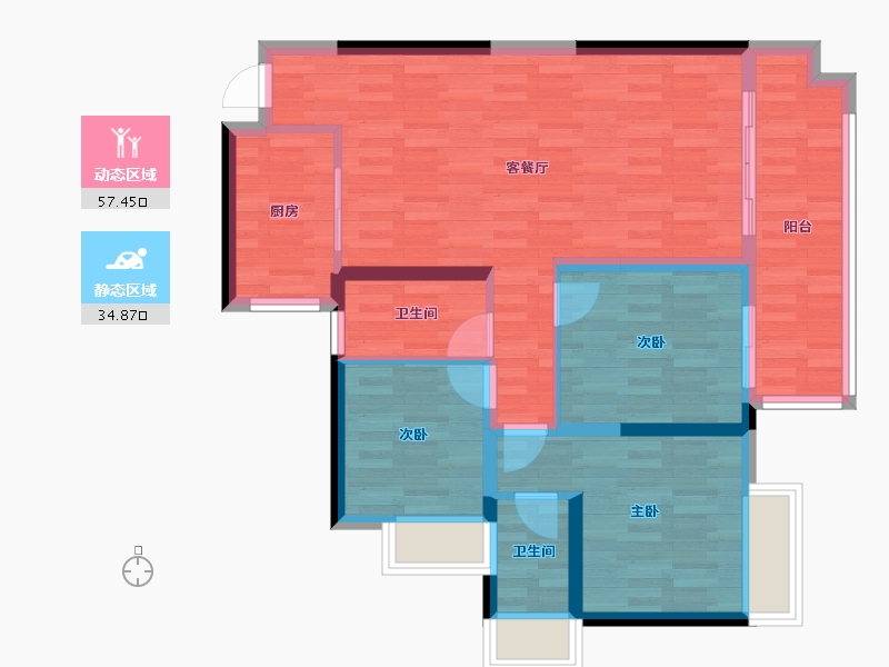 广西壮族自治区-梧州市-彰泰玫瑰园-82.45-户型库-动静分区