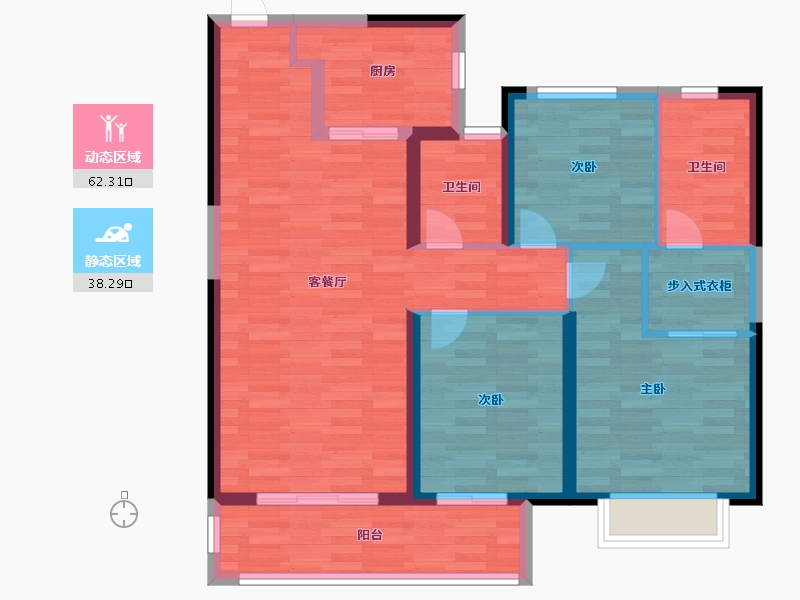 陕西省-西安市-南飞鸿・十年城-90.00-户型库-动静分区