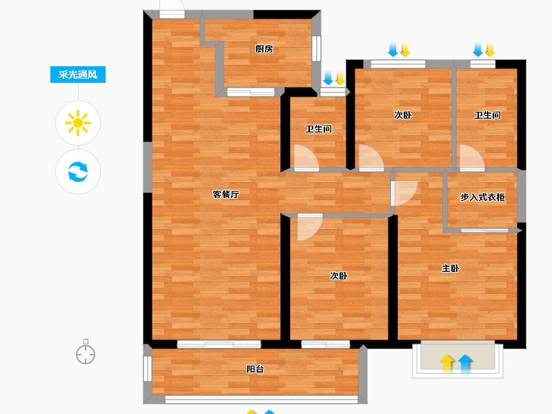 陕西省-西安市-南飞鸿・十年城-90.00-户型库-采光通风