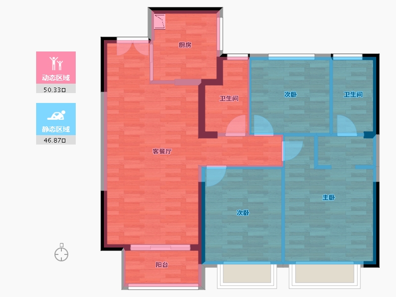 江苏省-常州市-时代天悦-87.48-户型库-动静分区