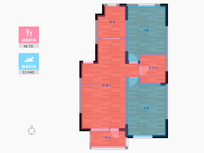 辽宁省-丹东市-保利香槟国际-72.63-户型库-动静分区