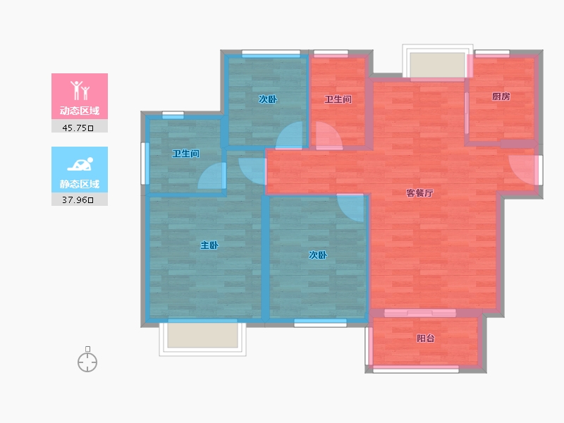 福建省-厦门市-中海世贸府-75.01-户型库-动静分区