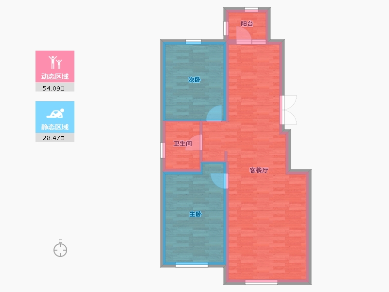 黑龙江省-哈尔滨市-滨才凤栖湖-74.55-户型库-动静分区