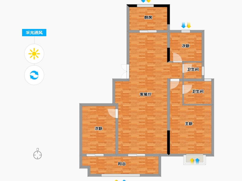 浙江省-宁波市-悦华府-140.00-户型库-采光通风