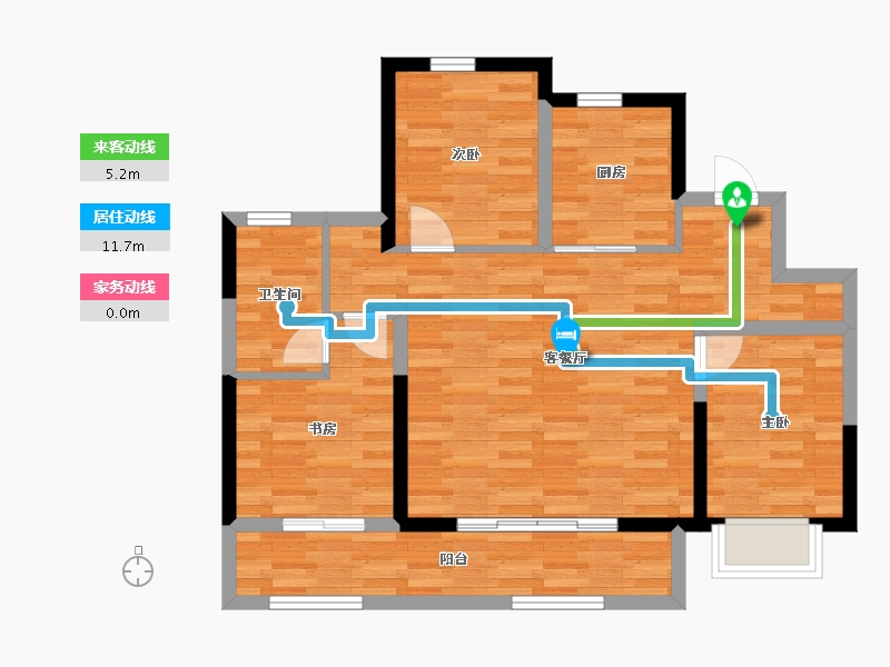 浙江省-宁波市-雅戈尔新湖景花苑-76.15-户型库-动静线