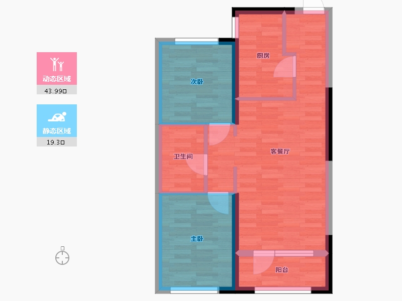 辽宁省-沈阳市-雅居乐-55.97-户型库-动静分区