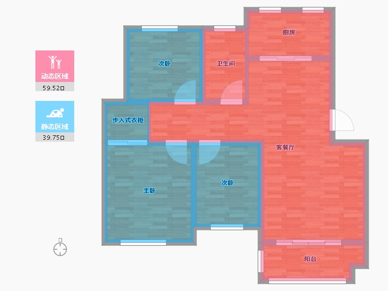 江苏省-徐州市-金地花苑-89.01-户型库-动静分区