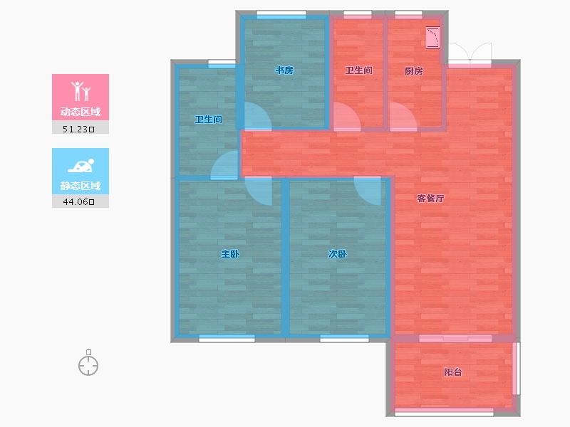 江苏省-淮安市-泽瑞悦公馆-85.00-户型库-动静分区