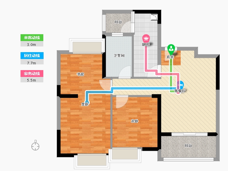 浙江省-杭州市-众安理想湾-80.00-户型库-动静线