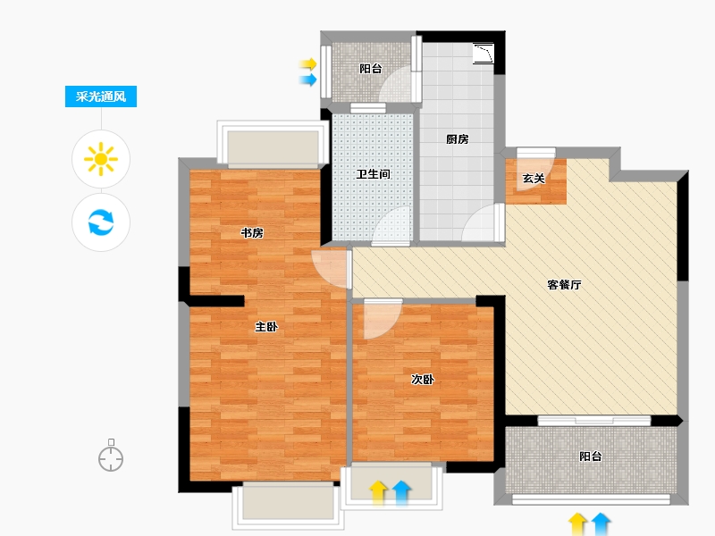 浙江省-杭州市-众安理想湾-80.00-户型库-采光通风