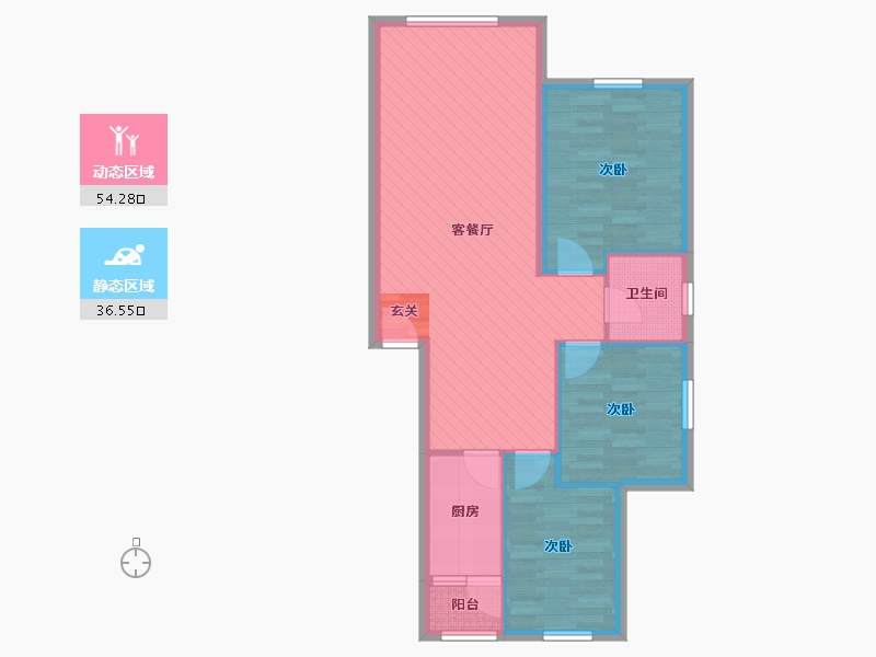 新疆维吾尔自治区-伊犁哈萨克自治州-书香门第-81.66-户型库-动静分区