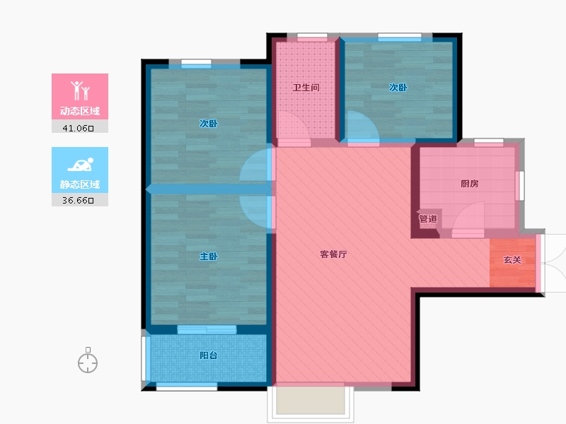 陕西省-西安市-御锦城九期-66.61-户型库-动静分区